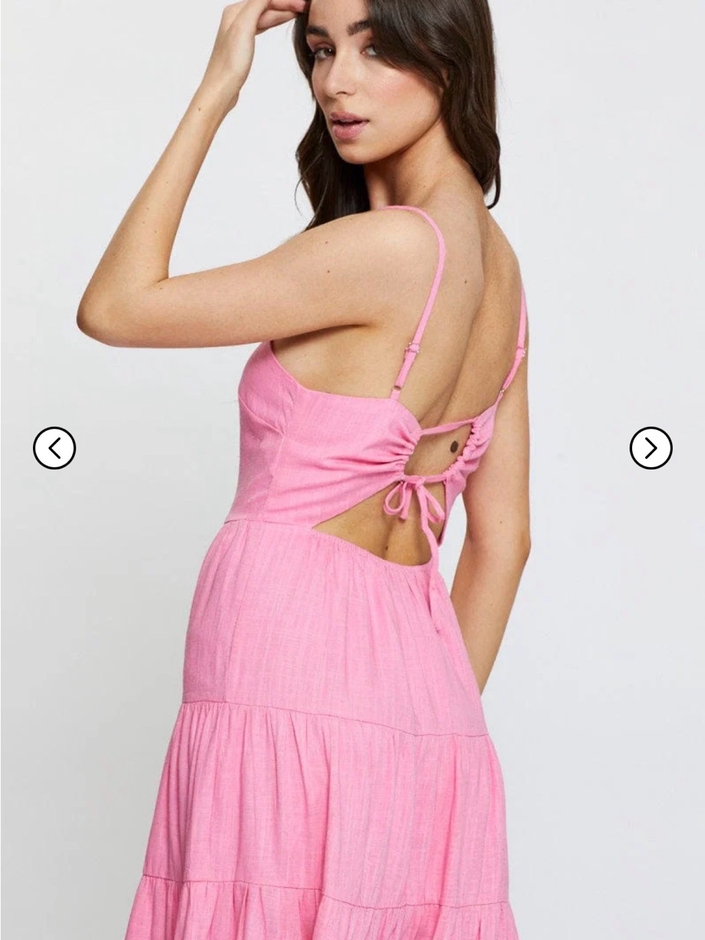 Nwt Pink Tiered Midi Sundress With Open Eyelet Tie Back- Size S — image 2 of 8